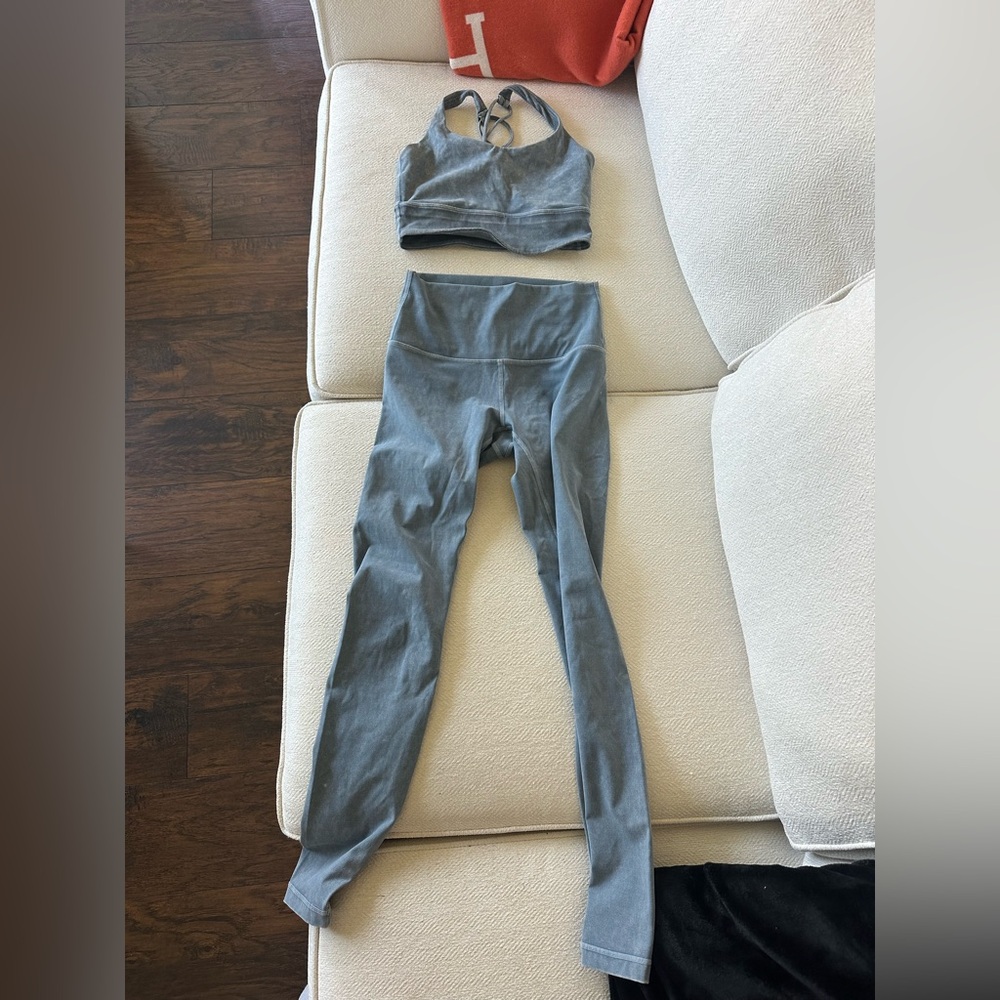 lululemon athletica blue top and legging set